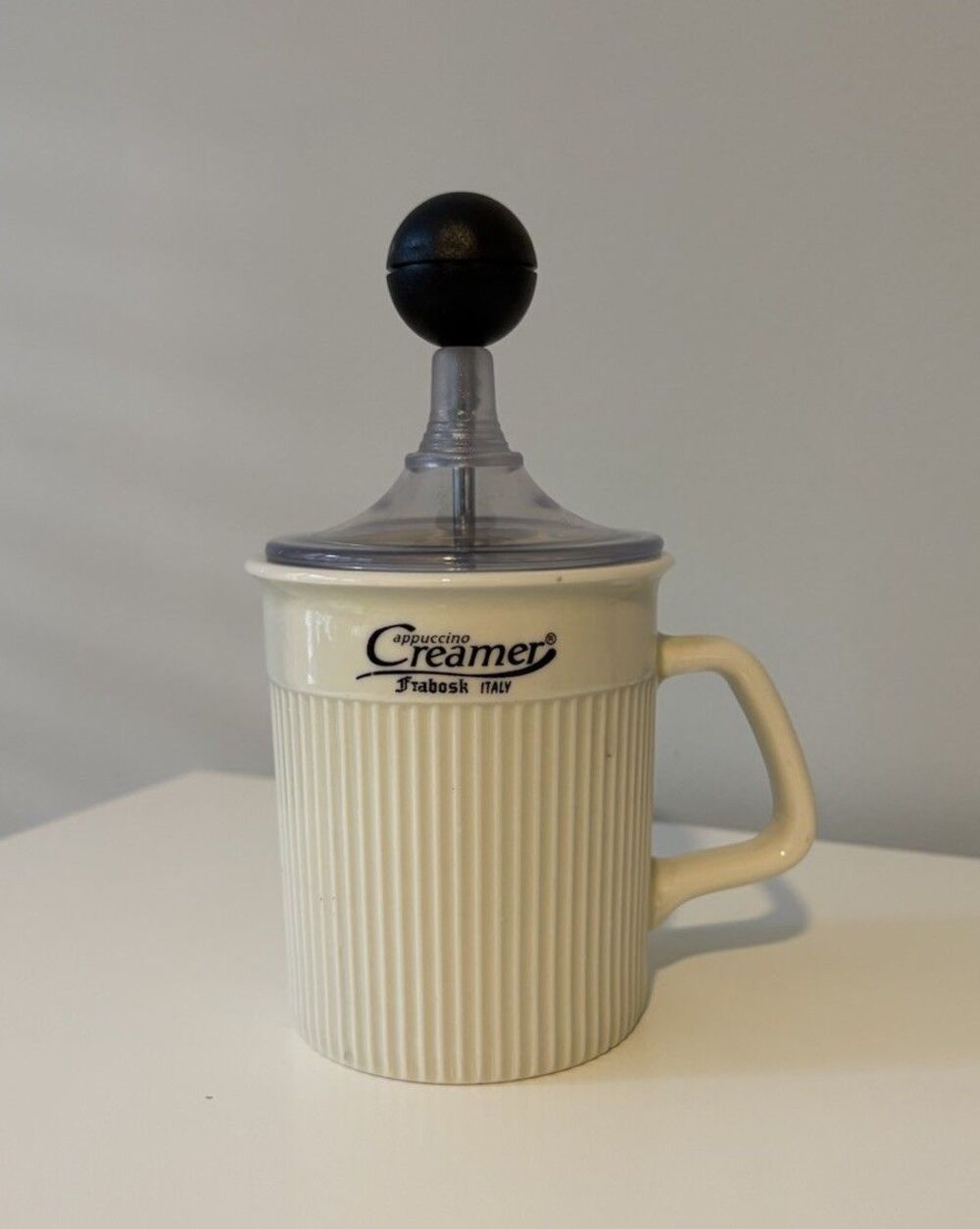 Frabosk Cappuccino Creamer Manual Frother Porcelain Mug Made in Italy Vintage